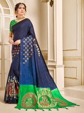 Navy Blue Banarasi Art Silk Woven Saree